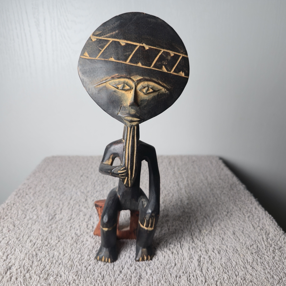 Handcrafted Black and Brown Tribal Sculpture